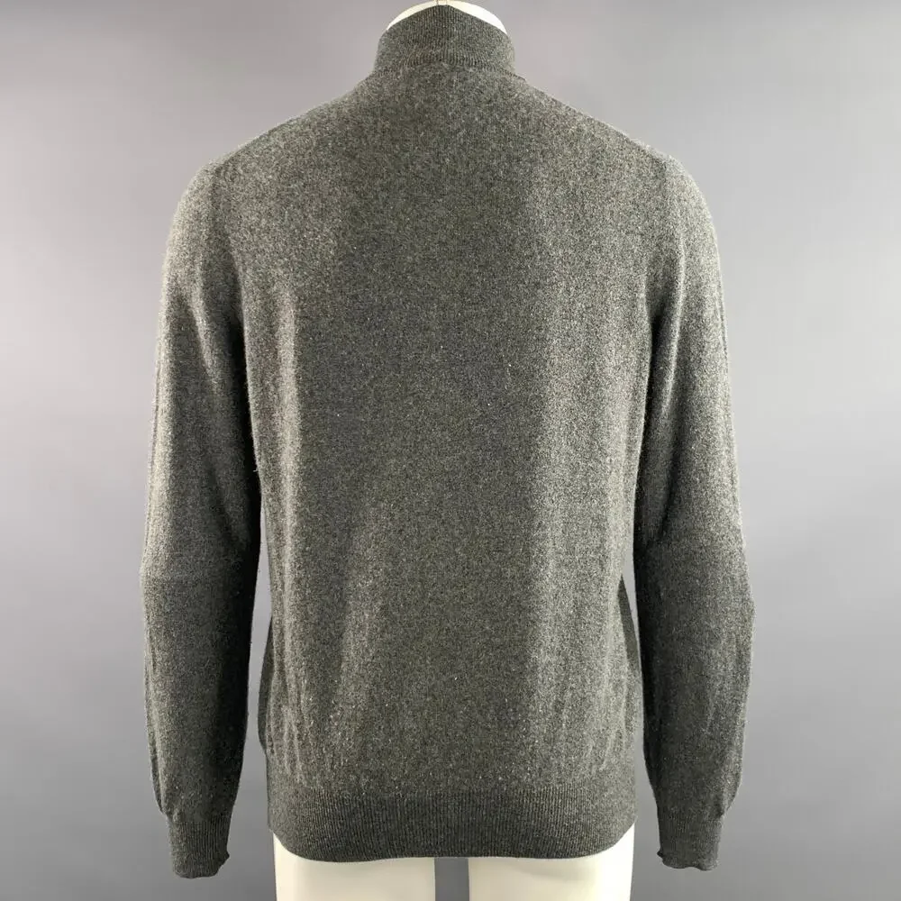 LORO PIANA Size M Grey Knit Cashmere 1/4 Zip Sweater